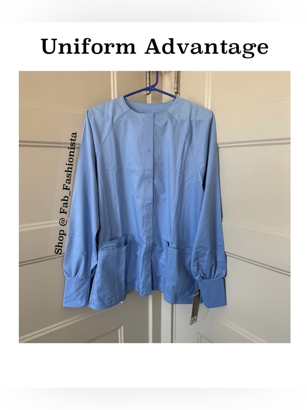 UA FLEX2 WOMEN'S 3-POCKET LONG SLEEVE STRETCH SCRUB JACKET Ceil Blue Size Small